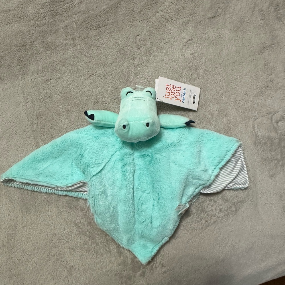 Mint Green Plush Hippo Blanket toy new